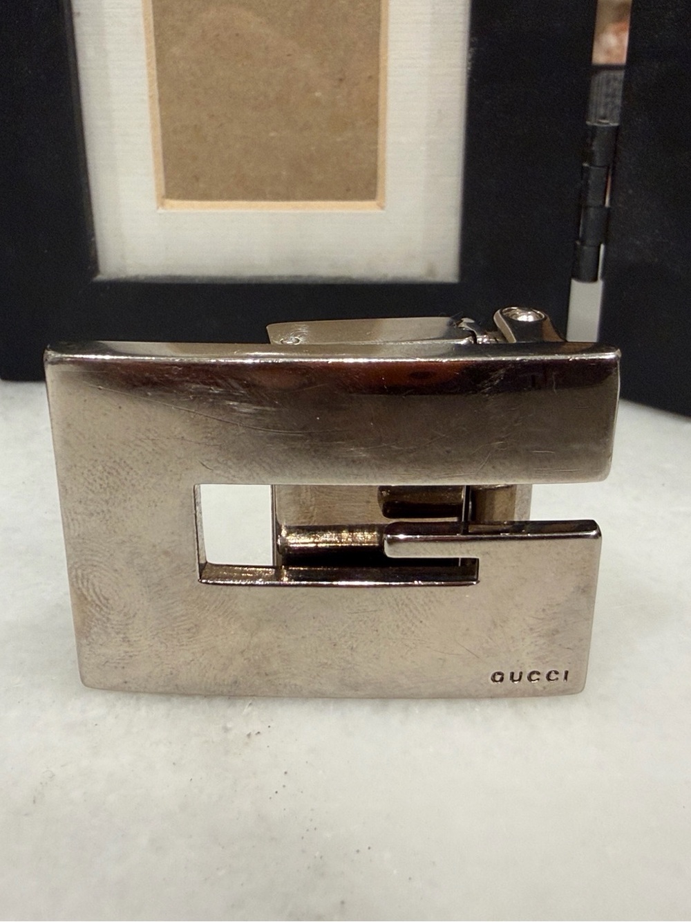 Vintage Gucci Polished Silver Belt Buckle.